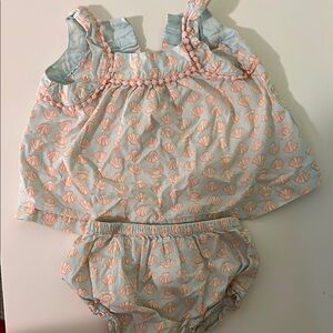 GAP Kids Seashell Print Matching Set - Light Blue and Peach